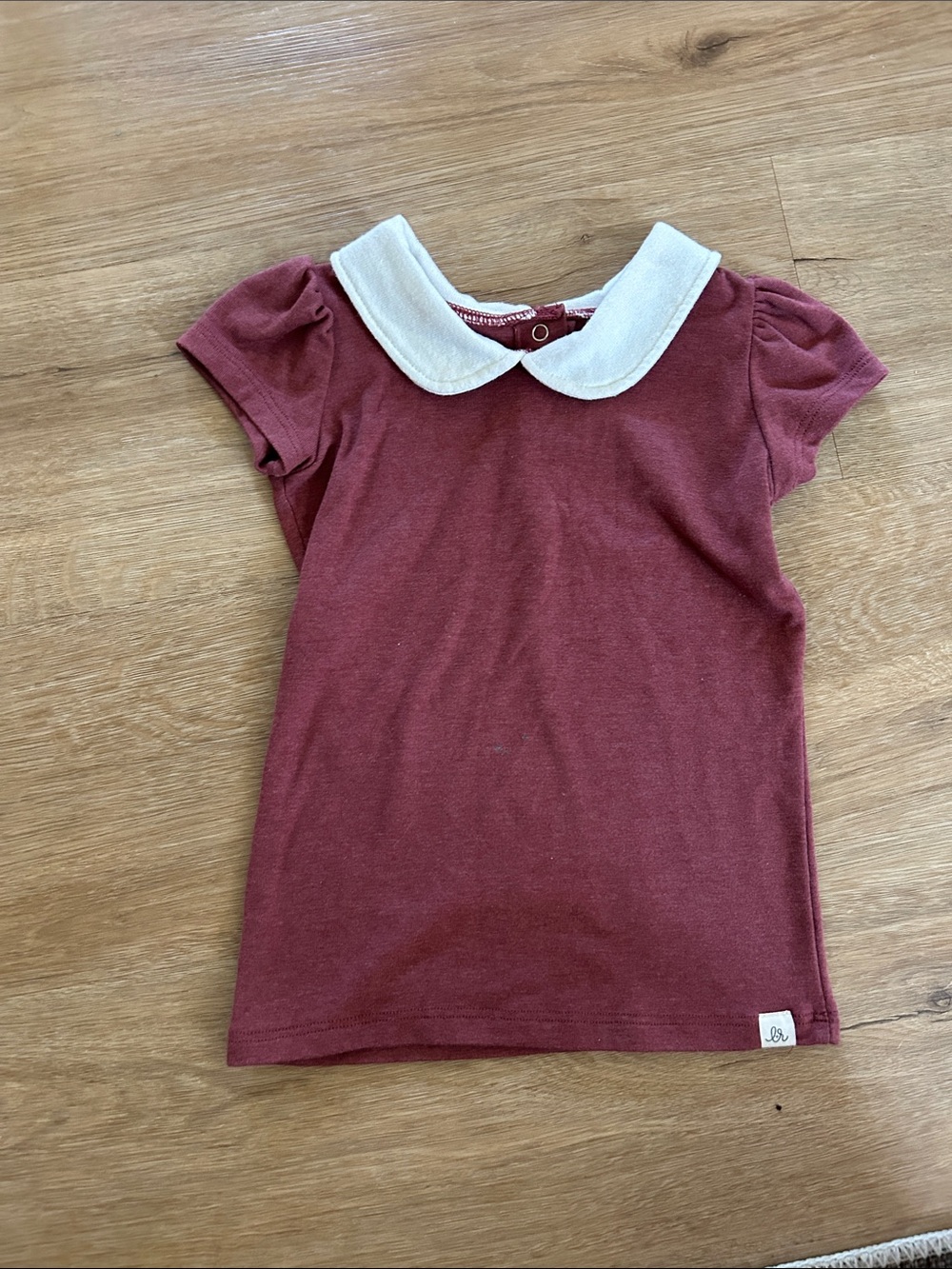 Girls' Short-Sleeve Peter Pan Collar Top in Dusty Rose